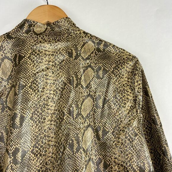 80s Vintage Python Snakeskin Print Jacket Faux Leather Full Zip Baddie Women's L - Picture 7 of 7